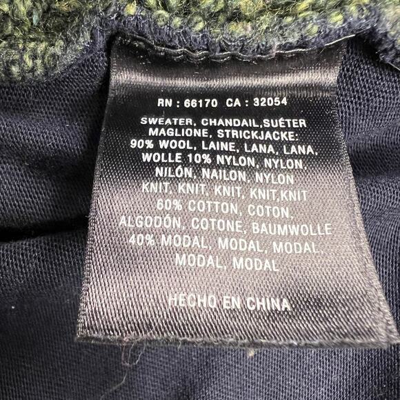 Pilcro and the Letterpress Dually Clad Wool Cable Knit Sweater Green/Navy Size L - Picture 9 of 12